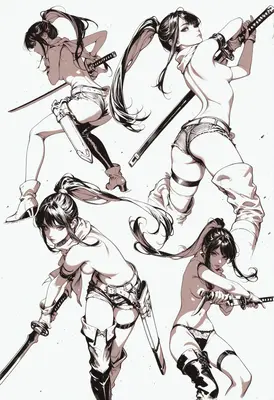 Dynamic Samurai Girl Character Sheet