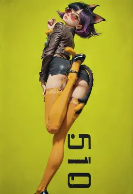 Stylish Cat Girl in Leather Jacket