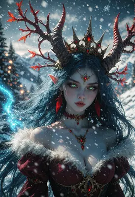 Winter Queen with Crimson Horned Crown