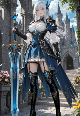 Silver Haired Knight with Blue Blade