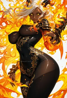Fiery Demon Queen in Golden Armor