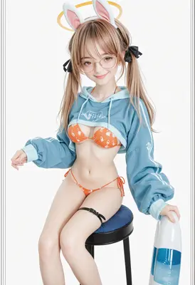 Bunny Girl with Blue Hoodie