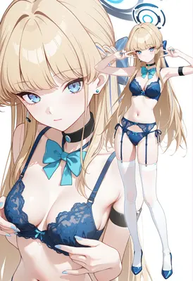 Blonde Angel in Blue Lace Lingerie