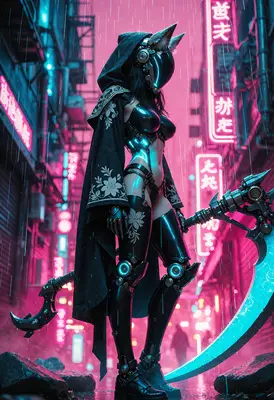 Cybernetic Catgirl Scythe Warrior