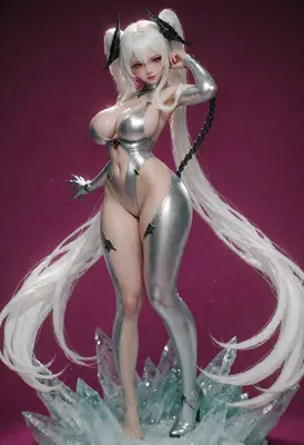 Silver Demon Empress Crystal Statue