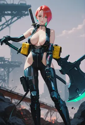 Cybernetic Warrior with Dual Blade Arsenal