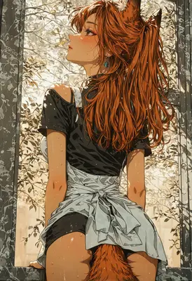 Fox Girl in the Morning Rain