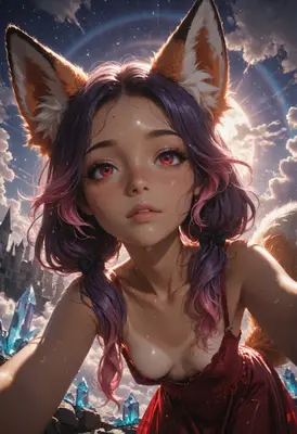 Fox Girl Under The Moonlight