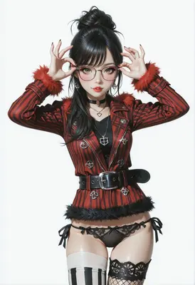 Stylish Girl in Red Striped Jacket