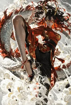 Dragon Maiden in Red Silk