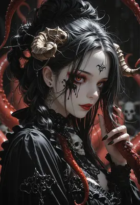 Gothic Succubus with Dark Tentacles