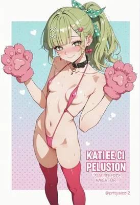 Playful Anime Girl in Cat Paws