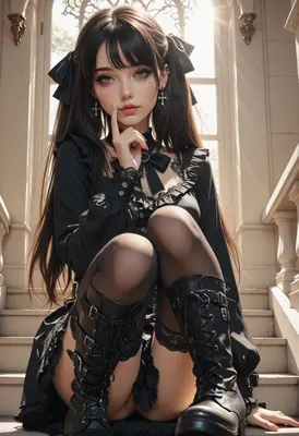 Gothic Beauty on Grand Staircase