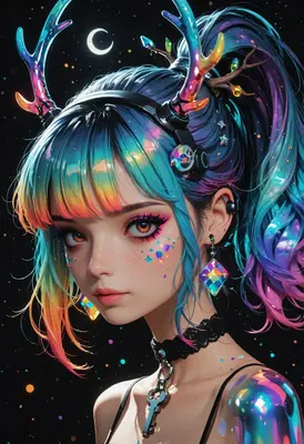 Cosmic Deer Spirit Digital Portrait