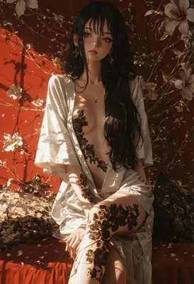 Ethereal Beauty Adorned in Floral Ink