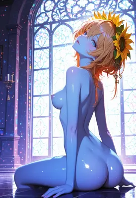 Sunflowers in the Stained Glass Light
