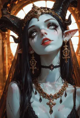 Gothic Demon Queen in Golden Regalia