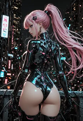 Cybernetic Pink Haired Android Scout