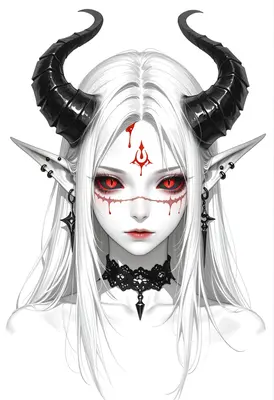 Crimson Eyed Demon Elf Portrait