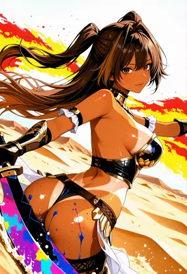 Desert Warrior With Paint Splatter Blade