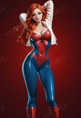 Stunning Redheaded Heroine in Spandex Suit