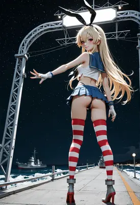 Bunny Girl Standing on Naval Pier