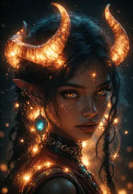 Glowing Horned Enchantress Portrait