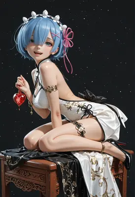 Rem in Elegant White Chinese Dress