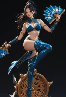 Blue Fan Dancer Warrior