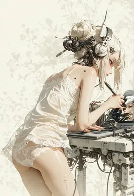 Cyborg Artist in Delicate Lace