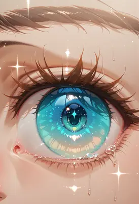 Sparkling Blue Eye With Tears
