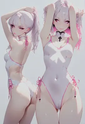 Dual View of Pink Haired Beauty