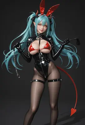 Devil Bunny in Latex Gear