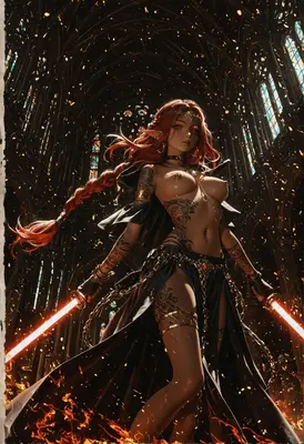 Warrior Elf with Glowing Red Blades