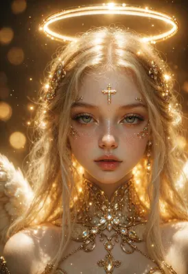 Ethereal Angel of Golden Radiance