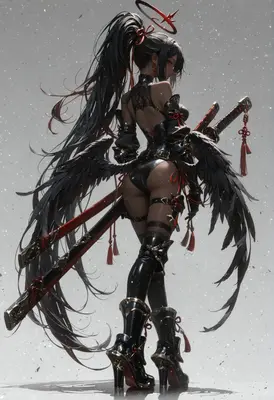 Dark Angel Warrior with Twin Katanas