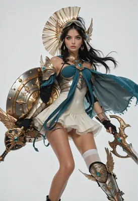 Winged Valkyrie Warrior in Golden Armor