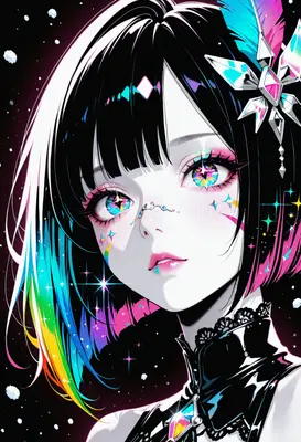 Cosmic Prism Anime Girl Portrait