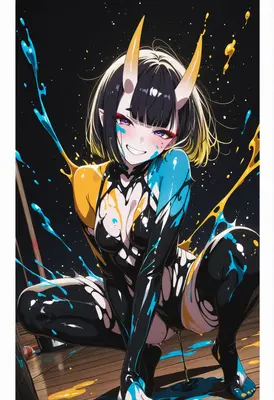 Oni Girl Splashed in Vibrant Paint