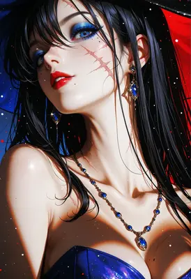 Scarred Beauty in Deep Blue