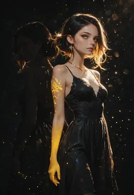 Golden Reflection in Midnight Silk