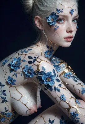 Kintsugi Floral Portrait of Serenity