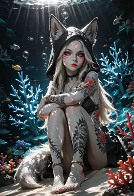 Fox Spirit Resting Under the Sea