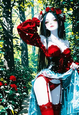 Gothic Rose Maiden in Enchanted Forest