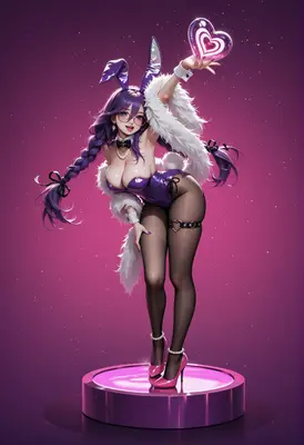 Purple Bunny Girl with Glowing Heart