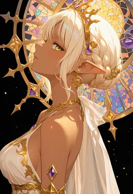 Divine Elf Princess in Golden Light