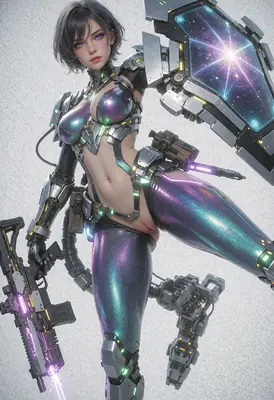 Cosmic Cybernetic Warrior with Energy Shield
