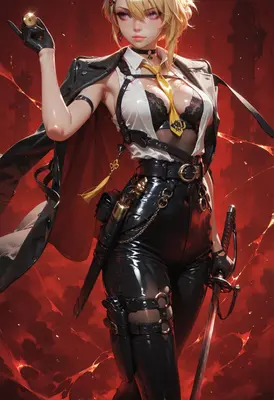 Blonde Warrior in Tactical Leather Gear