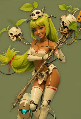 Cyborg Druid with Skull Staff