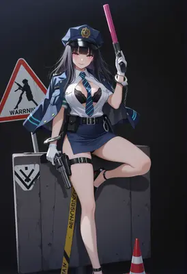 Anime Police Officer on Duty